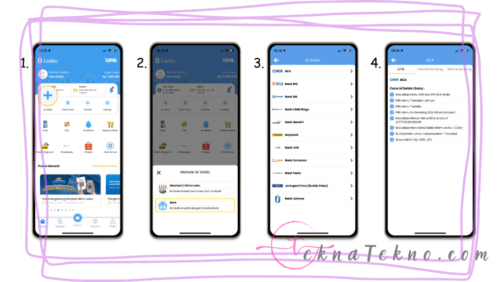 Cara Top Up iSaku Melalui Virtual Bank atau Transfer Bank